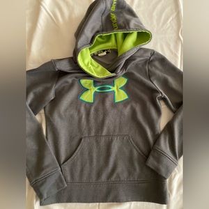 Boys Underarmour Medium Hoodie gray and neon green, used